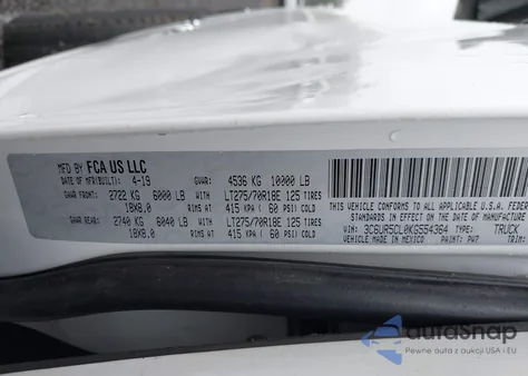 2019 Ram 2500 Tradesman 4X4 6'4 Box из США, поврежденный, VIN 3C6UR5CL0KG554364